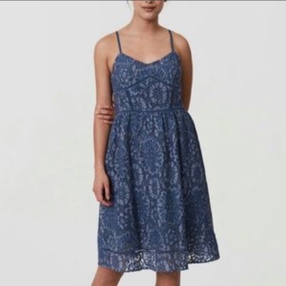 LOFT Blue lace sleeveless dress